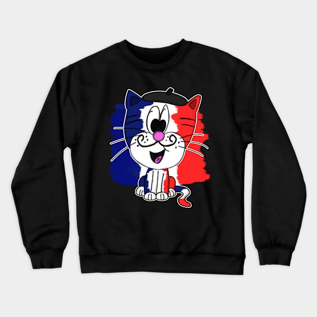 Bastille Day 14 July French Tricolore Cat Funny Crewneck Sweatshirt by doodlerob